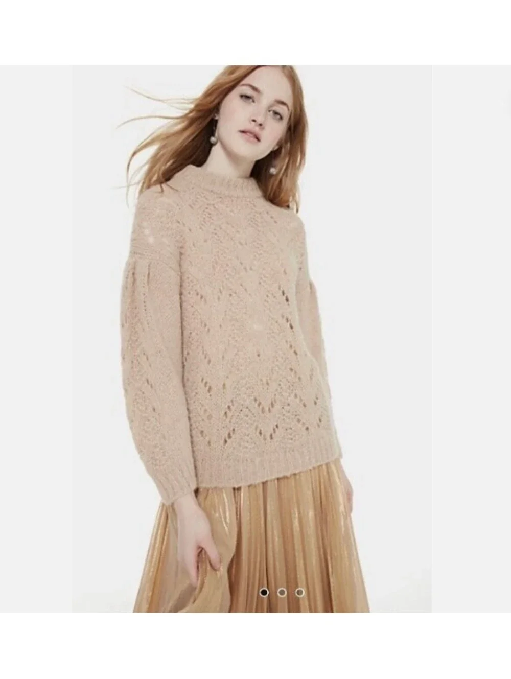 NWOT Kate Spade Broom St Alpaca wool blend sweater in beige open knit size small